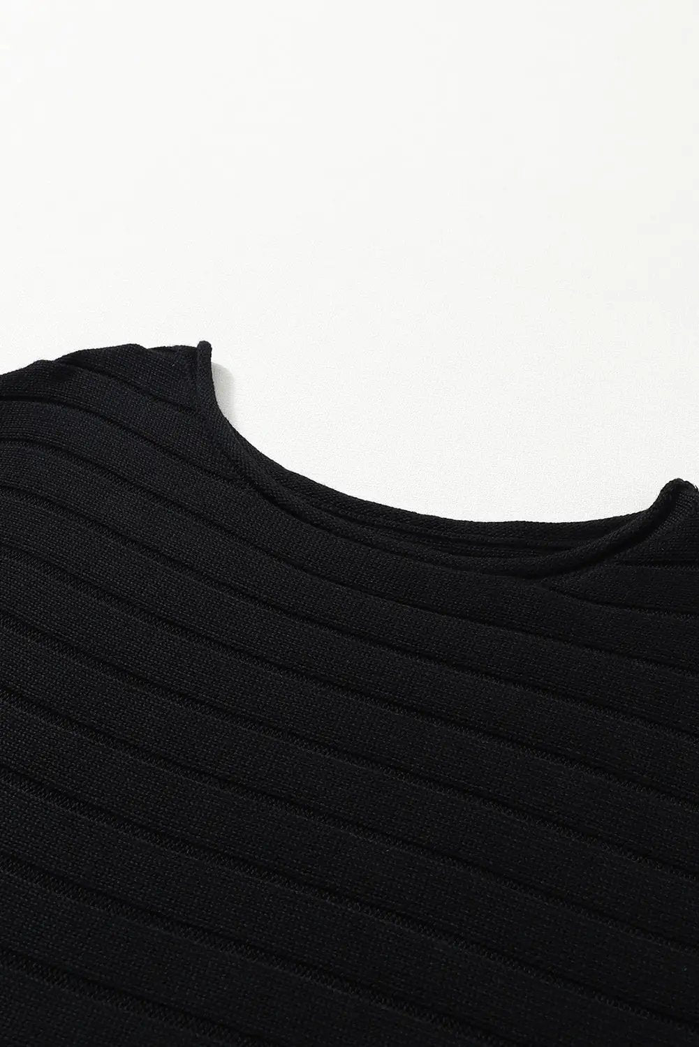 Grateful Threads Boutique Black Exposed Seam Ribbed Knit Dolman Top - Shirts