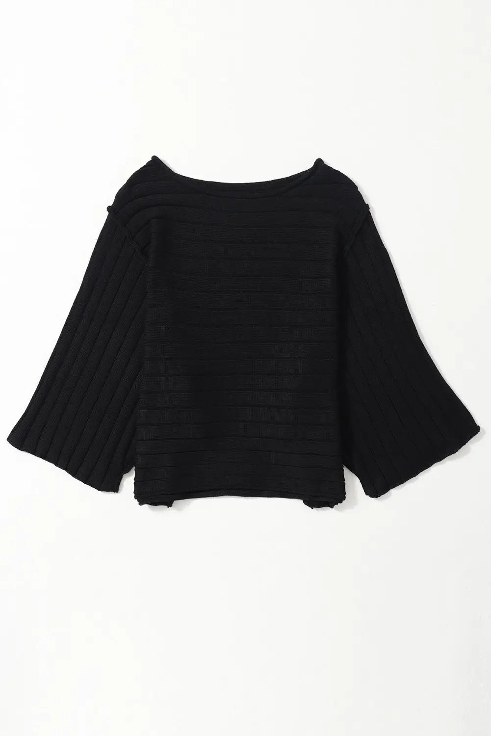 Grateful Threads Boutique Black Exposed Seam Ribbed Knit Dolman Top - Shirts