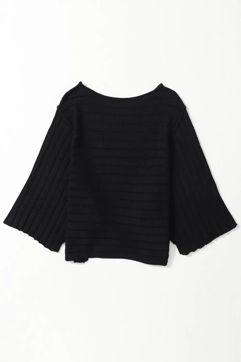 Grateful Threads Boutique Black Exposed Seam Ribbed Knit Dolman Top - Shirts