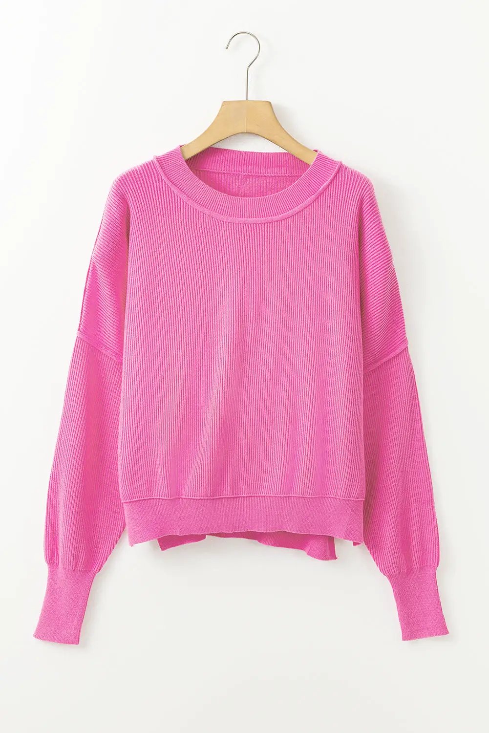 Grateful Threads Boutique Ribbed Trim Drop Shoulder Baggy Sweater - Sweaters Ribbed Trim Drop Shoulder Baggy Sweater