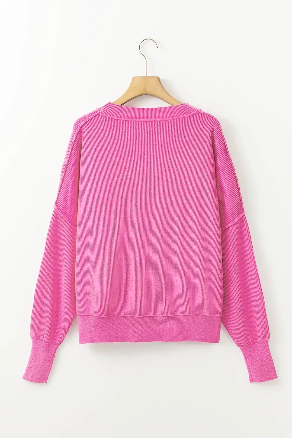 Grateful Threads Boutique Ribbed Trim Drop Shoulder Baggy Sweater - Sweaters Ribbed Trim Drop Shoulder Baggy Sweater