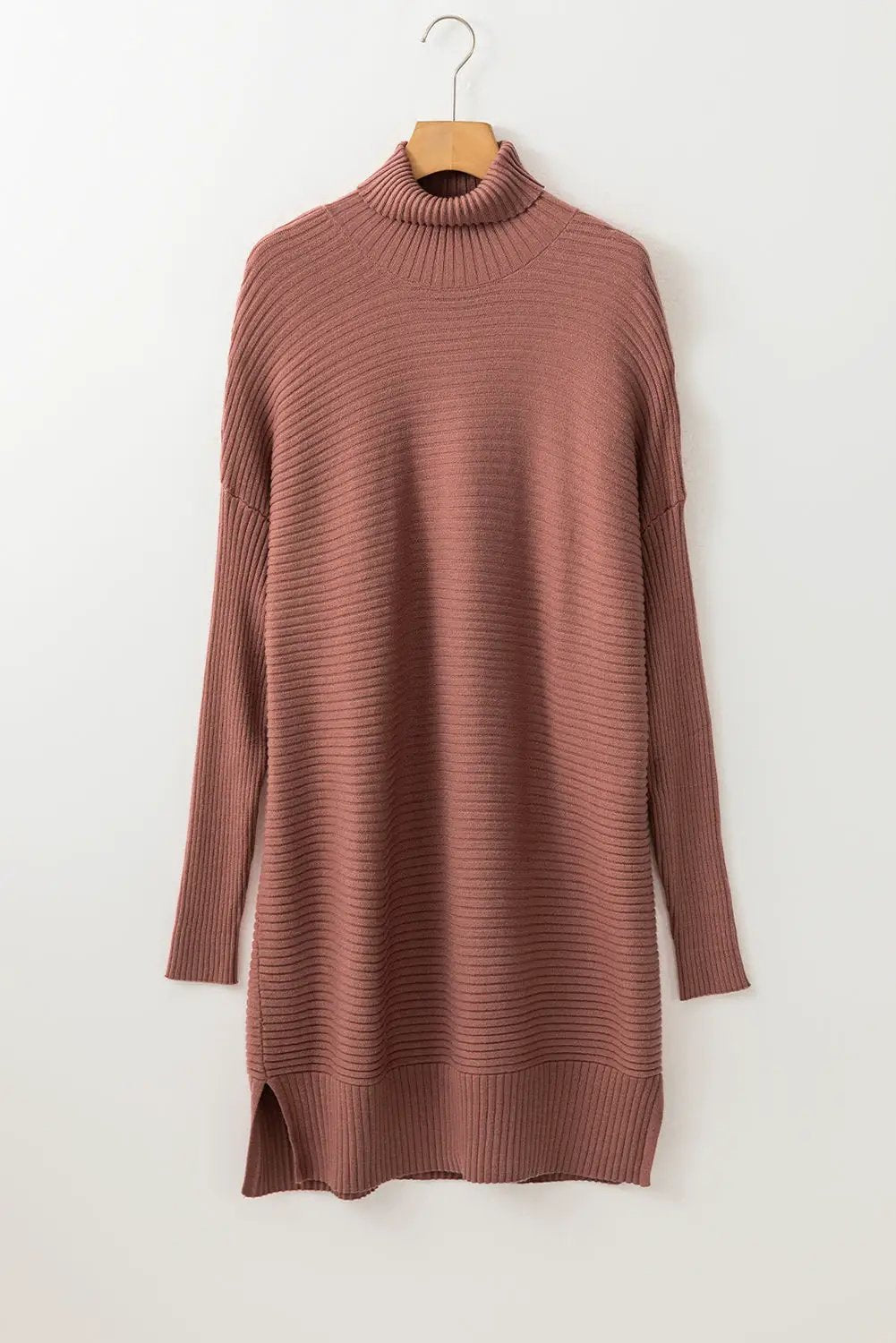Grateful Threads Boutique Mineral Red Turtleneck Ribbed Knit Tunic Sweater - Sweaters