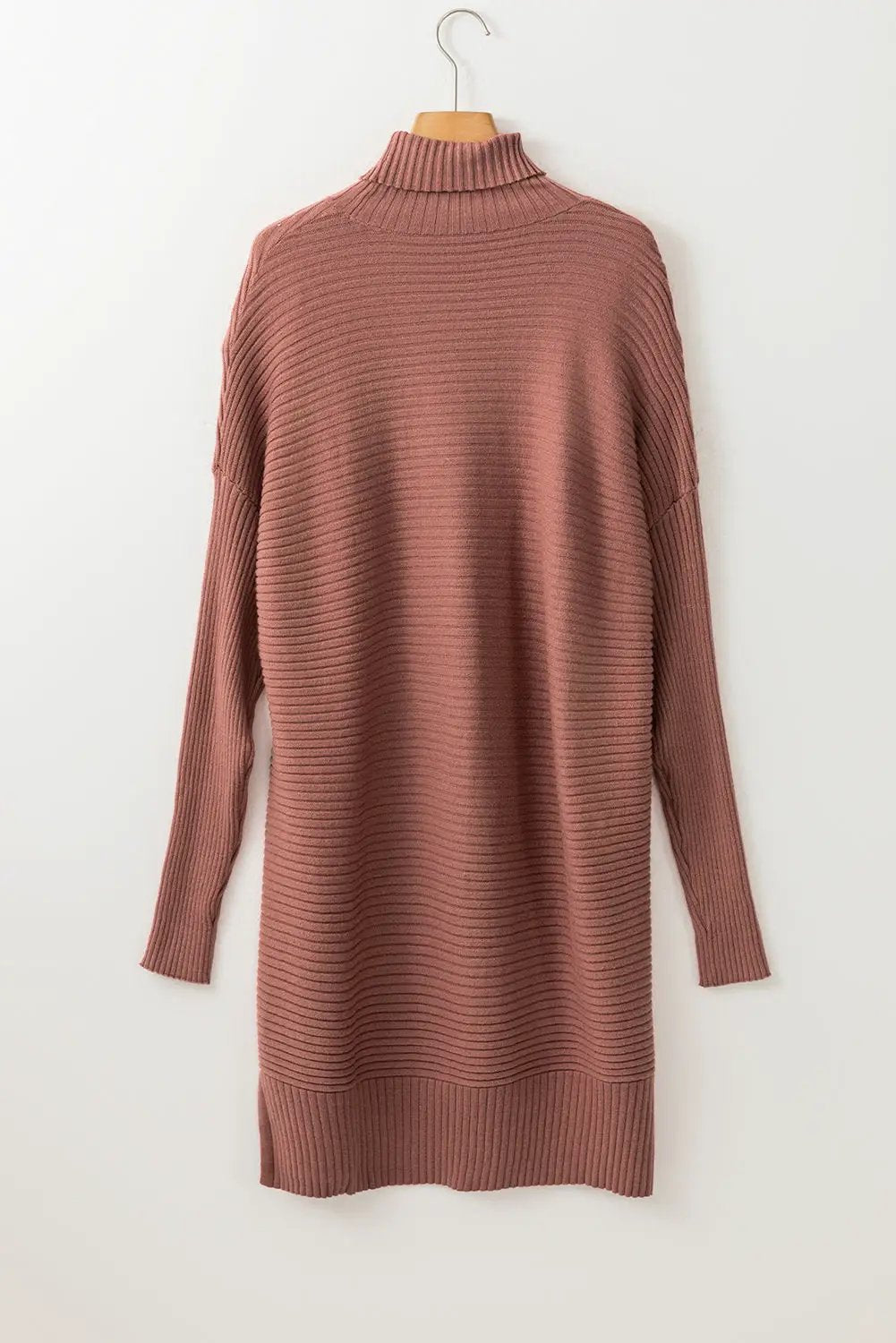 Grateful Threads Boutique Mineral Red Turtleneck Ribbed Knit Tunic Sweater - Sweaters
