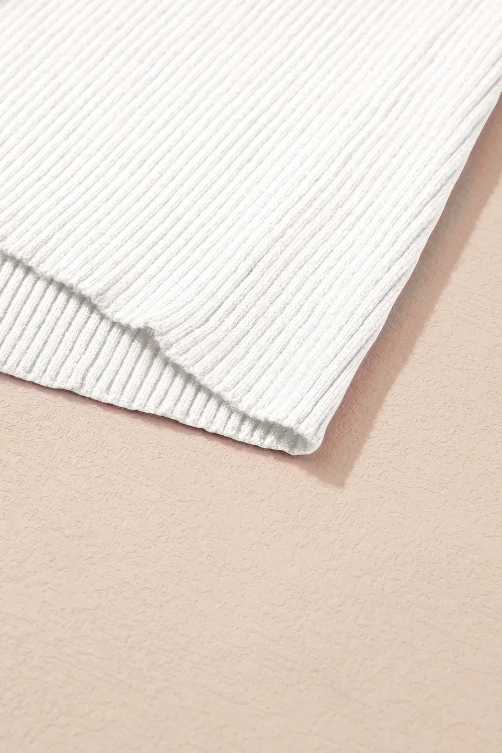Grateful Threads Boutique White V Neck Ribbed Knit Lightweight Short Sleeve Sweater - Sweaters White V Neck Ribbed Knit Lightweight Short Sleeve Sweater