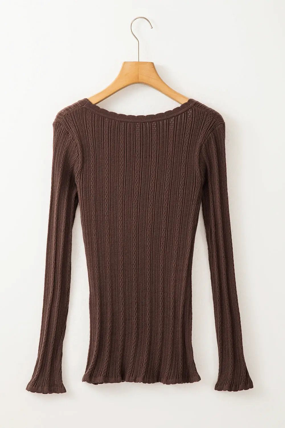 Grateful Threads Boutique Coffee Ribbed Slim Fit Long Sleeve Top – Effortless Everyday Style - Clothing Tops