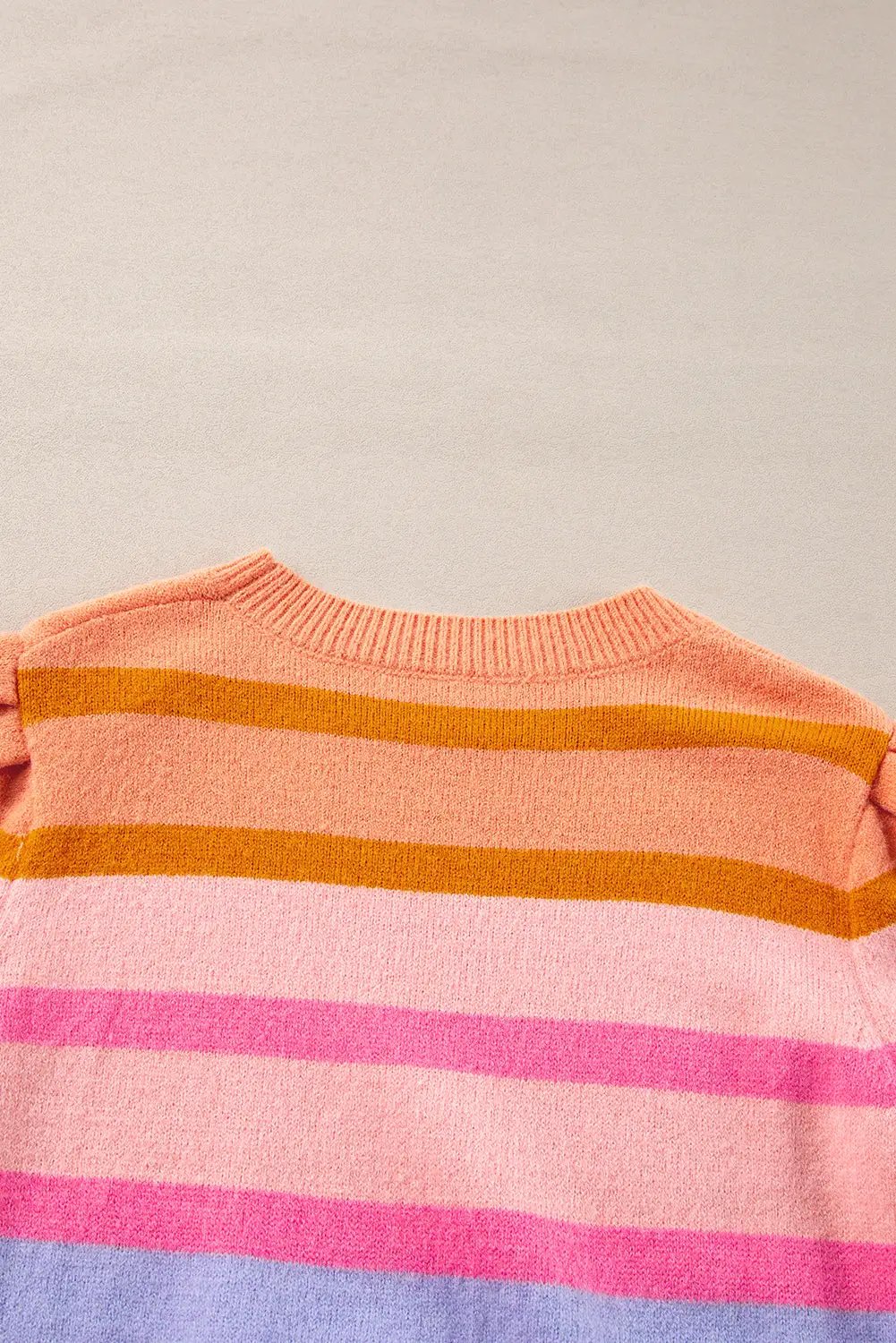 Grateful Threads Boutique Rose Red Colorful Stripe Bubble Short Sleeve Sweater - Sweaters Rose Red Colorful Stripe Bubble Short Sleeve Sweater