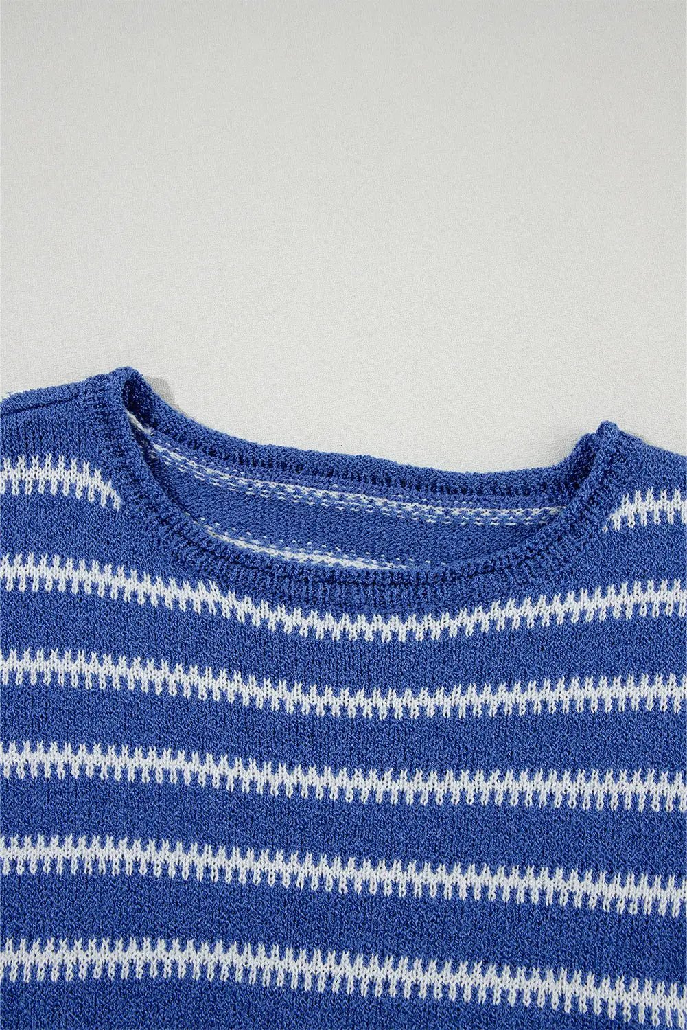 Grateful Threads Boutique Blue Striped Drop Shoulder Sweater - Shirts