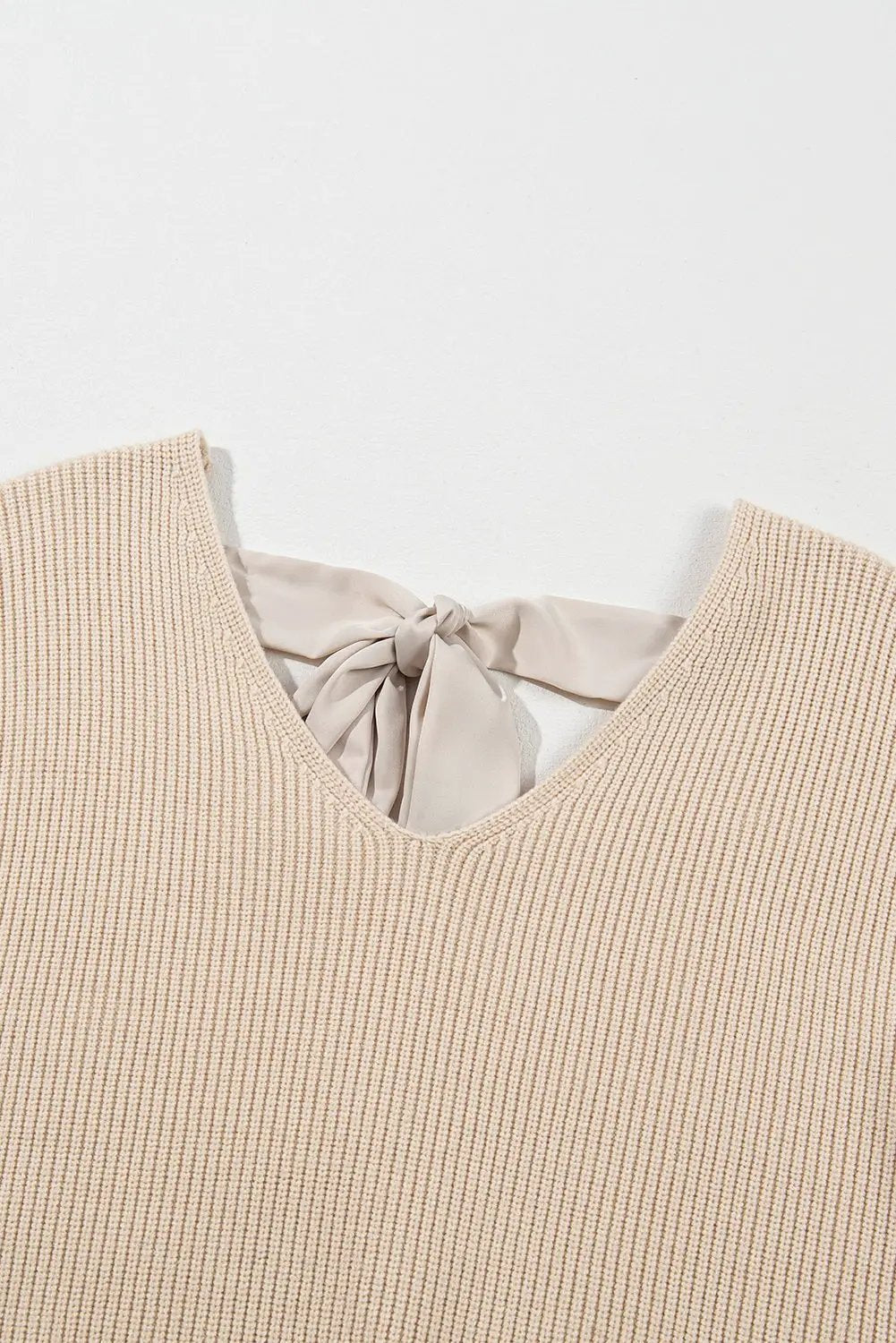 Grateful Threads Boutique Apricot Lantern V-Neck Knot Back Sweater - Sweaters