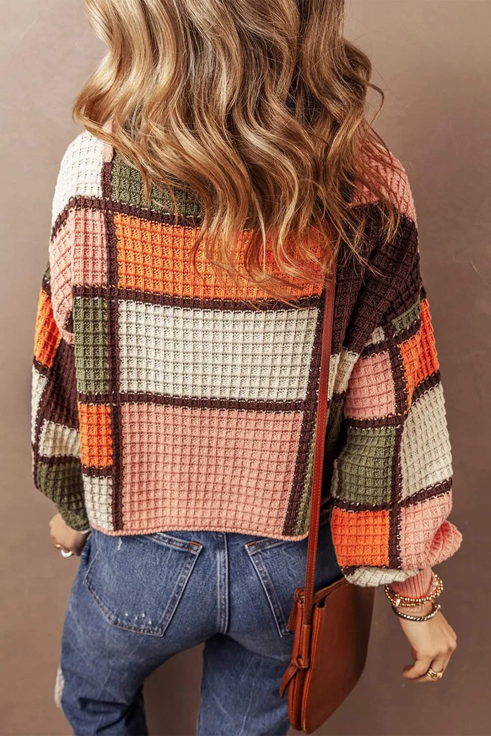 Grateful Threads Boutique Colorblock Waffle Knit Mock Neck Sweater - Sweaters