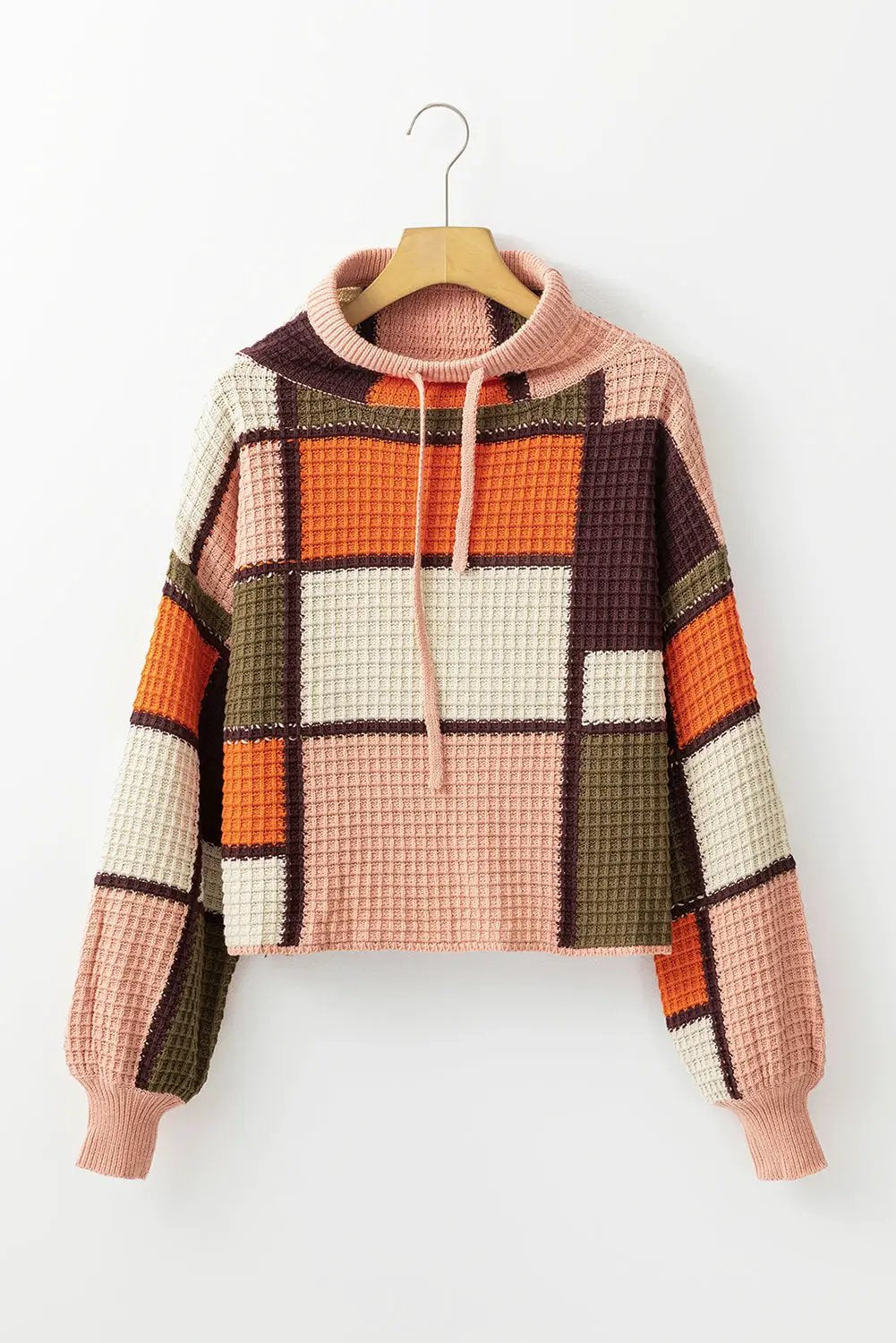Grateful Threads Boutique Colorblock Waffle Knit Mock Neck Sweater - Sweaters