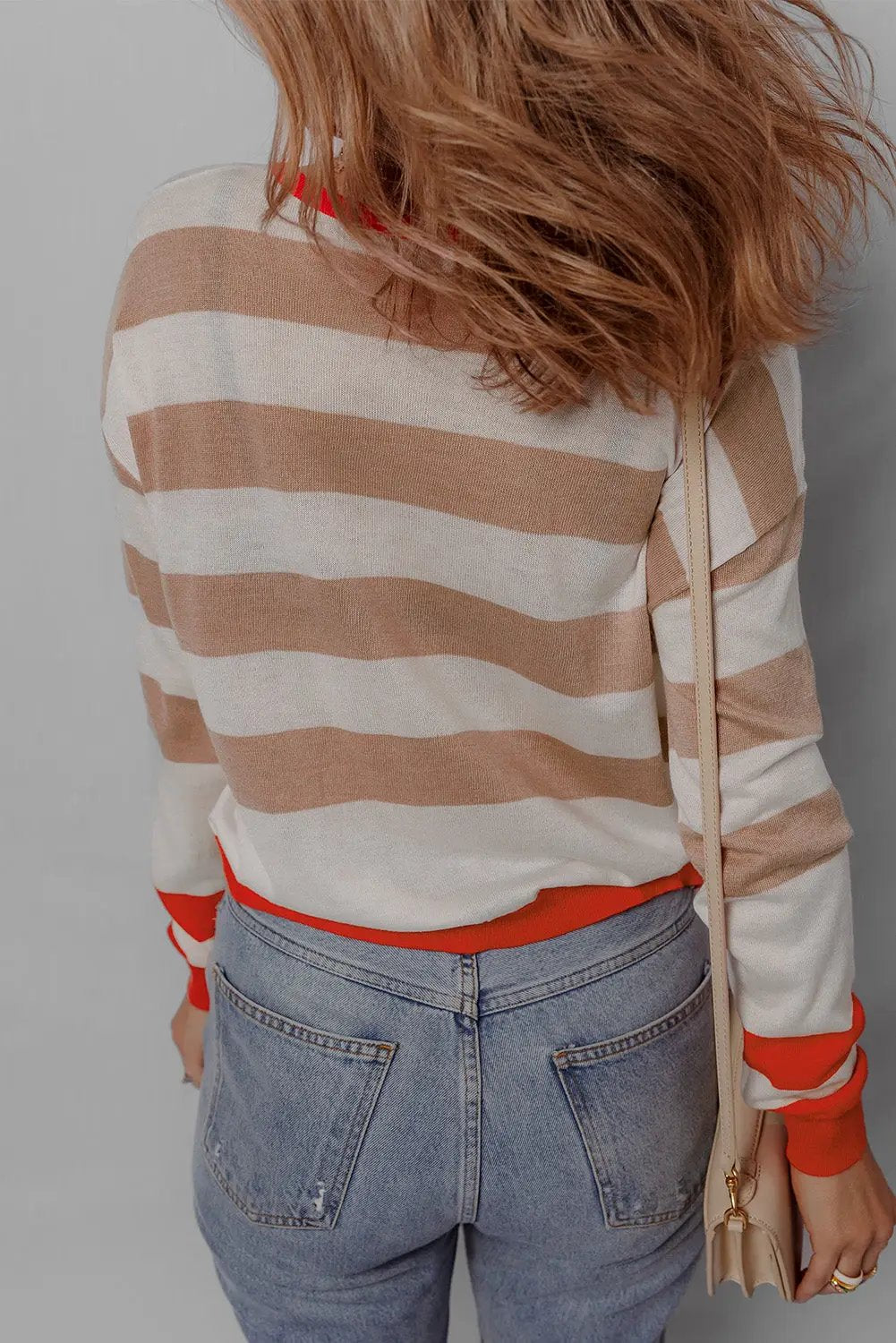 Grateful Threads Boutique Apricot Colorblock Drop Shoulder Sweater - Sweaters