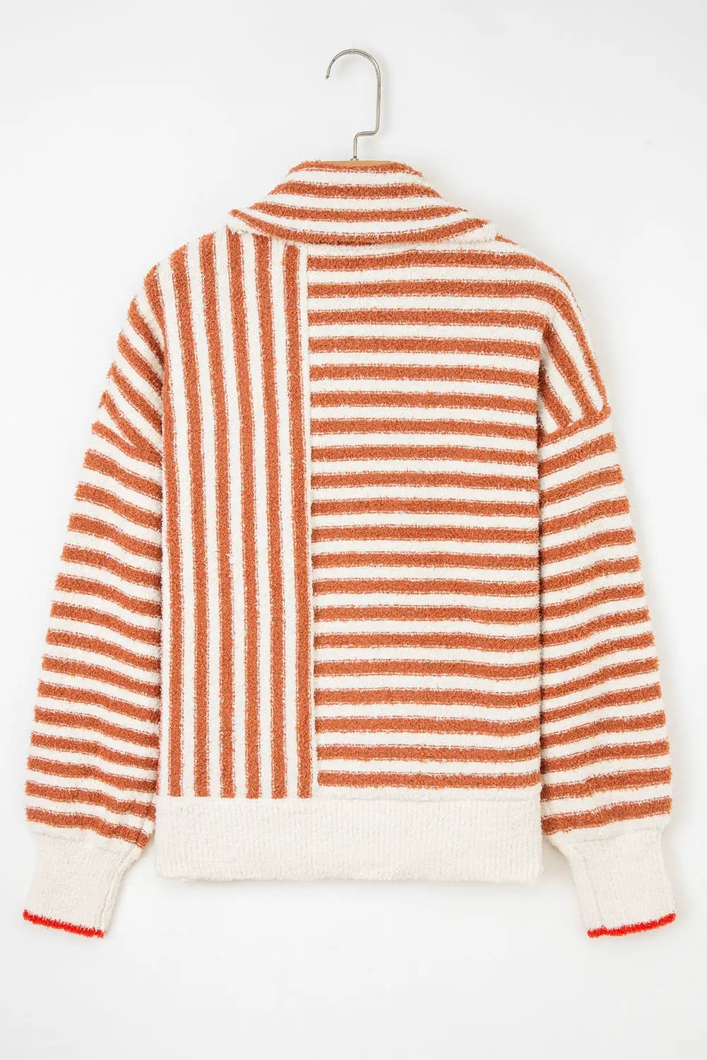 Grateful Threads Boutique Pumpkin Stripe Cowl Neck Sweater - Sweaters Orange Stripe Cowl Neck Drop Shoulder Sweater