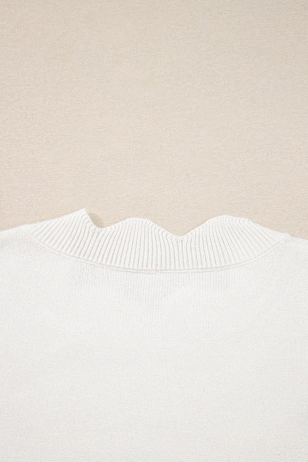 Grateful Threads Boutique White Floral Embroidered Scallop Trim Puff Sleeve Sweater - Sweaters White Floral Embroidered Scallop Trim Puff Sleeve Sweater