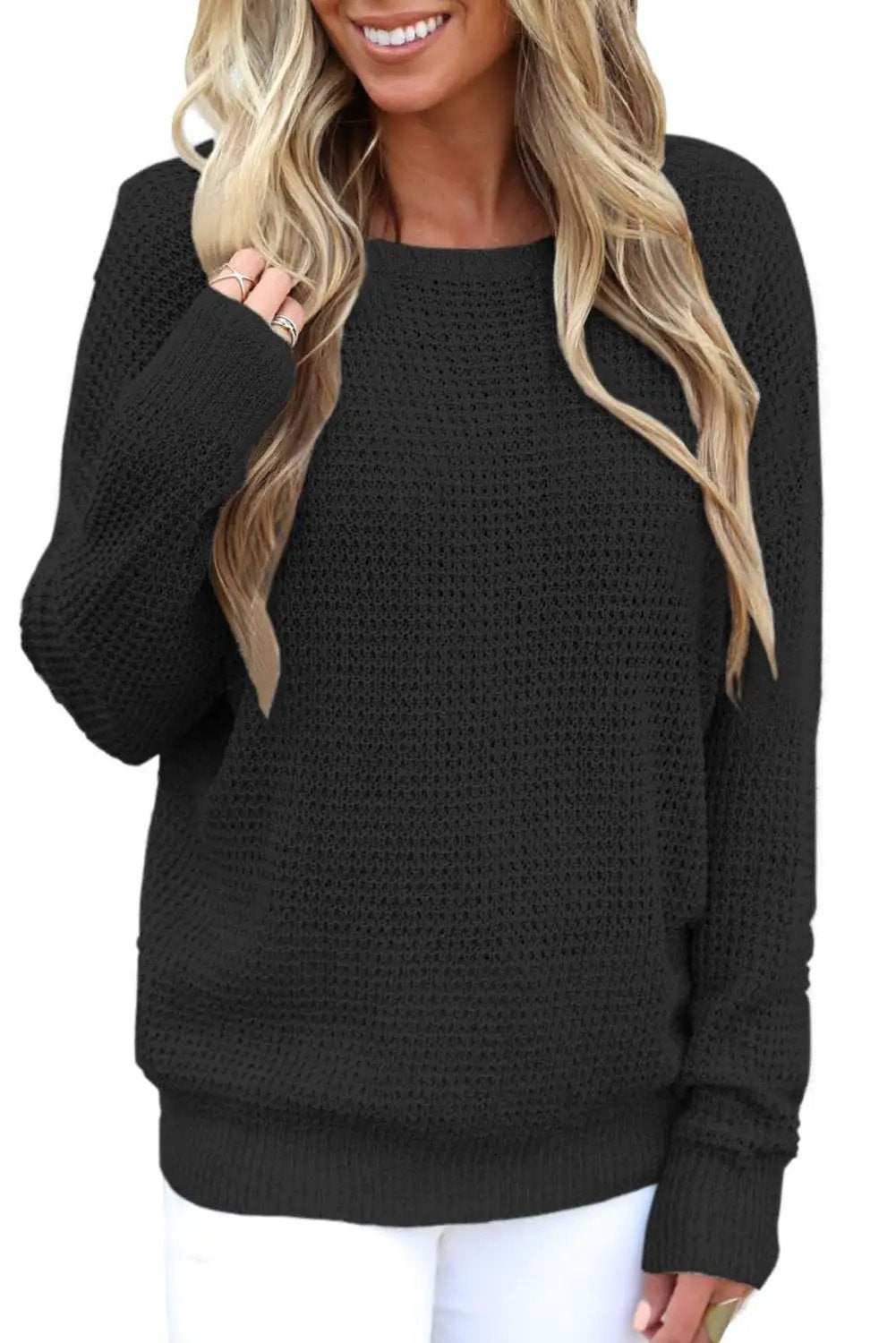 Grateful Threads Boutique Black Criss Cross Back Sweater - Sweaters