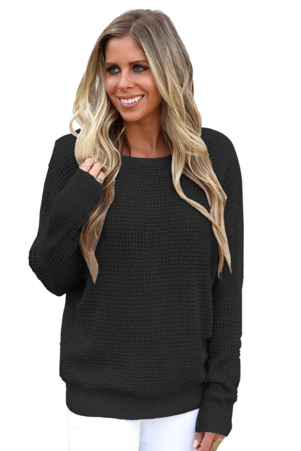 Grateful Threads Boutique Black Criss Cross Back Sweater - Sweaters