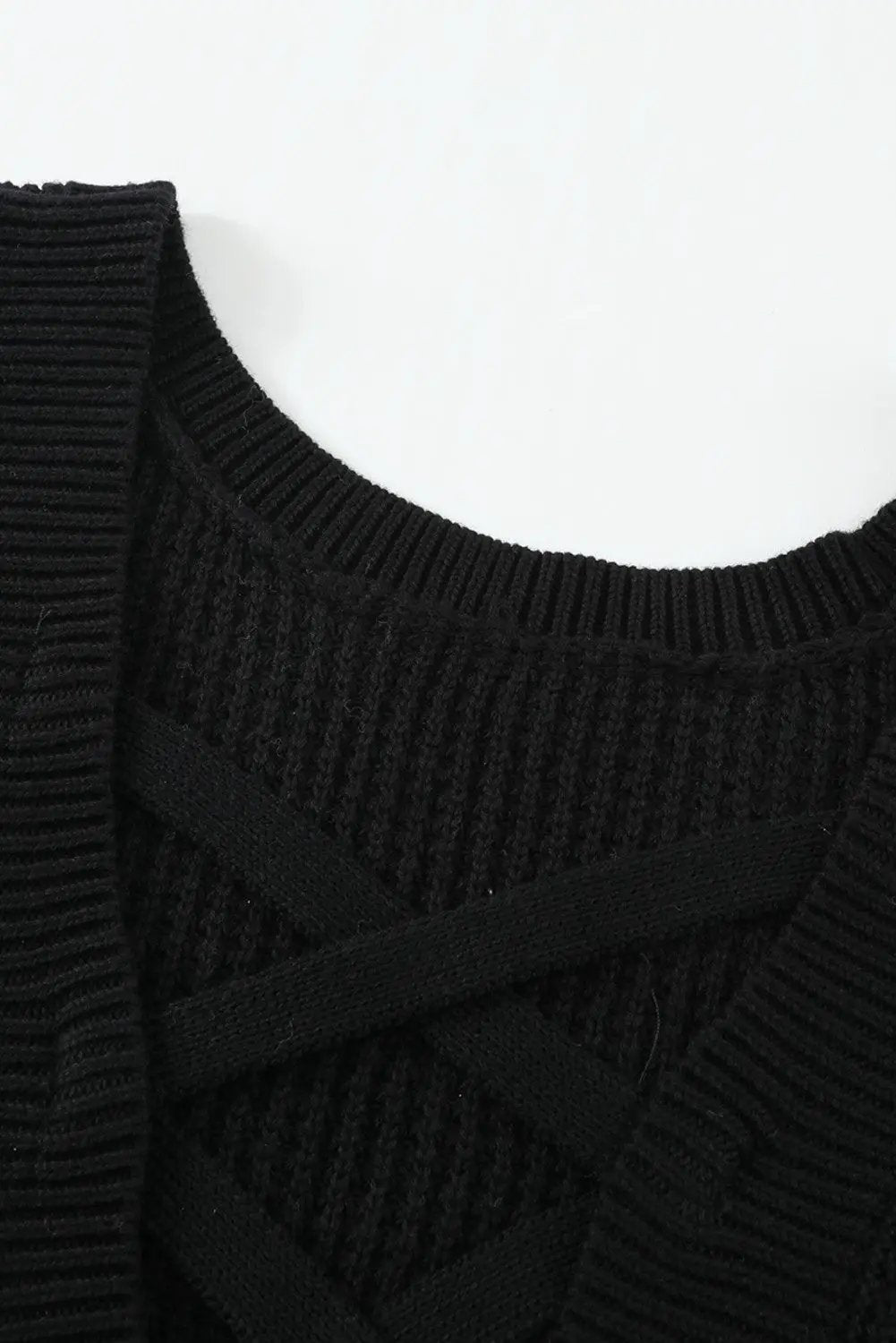 Grateful Threads Boutique Black Criss Cross Back Sweater - Sweaters