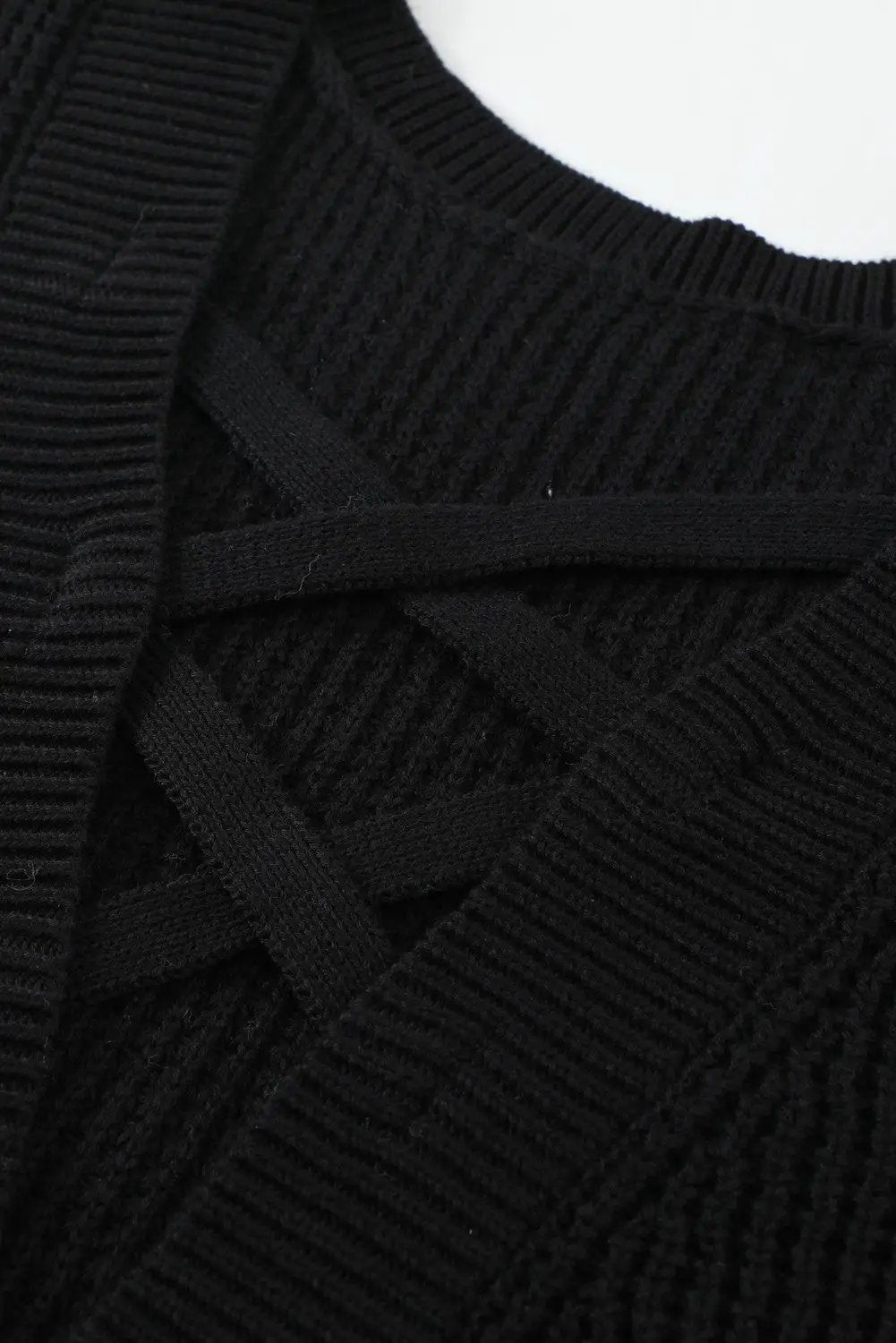 Grateful Threads Boutique Black Criss Cross Back Sweater - Sweaters