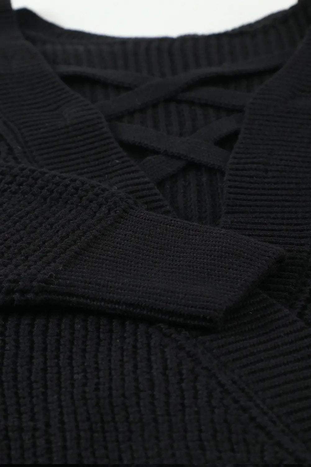 Grateful Threads Boutique Black Criss Cross Back Sweater - Sweaters