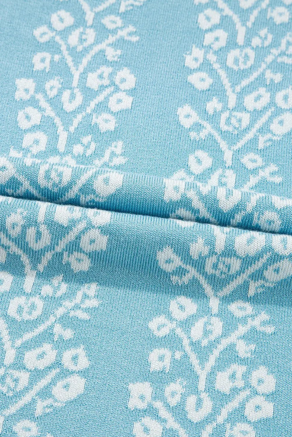 Grateful Threads Boutique Blue Skies & Blooms Crewneck Short Sleeve Knit Sweater - Sweaters Sky Blue Contrast Floral Crewneck Short Sleeve Sweater