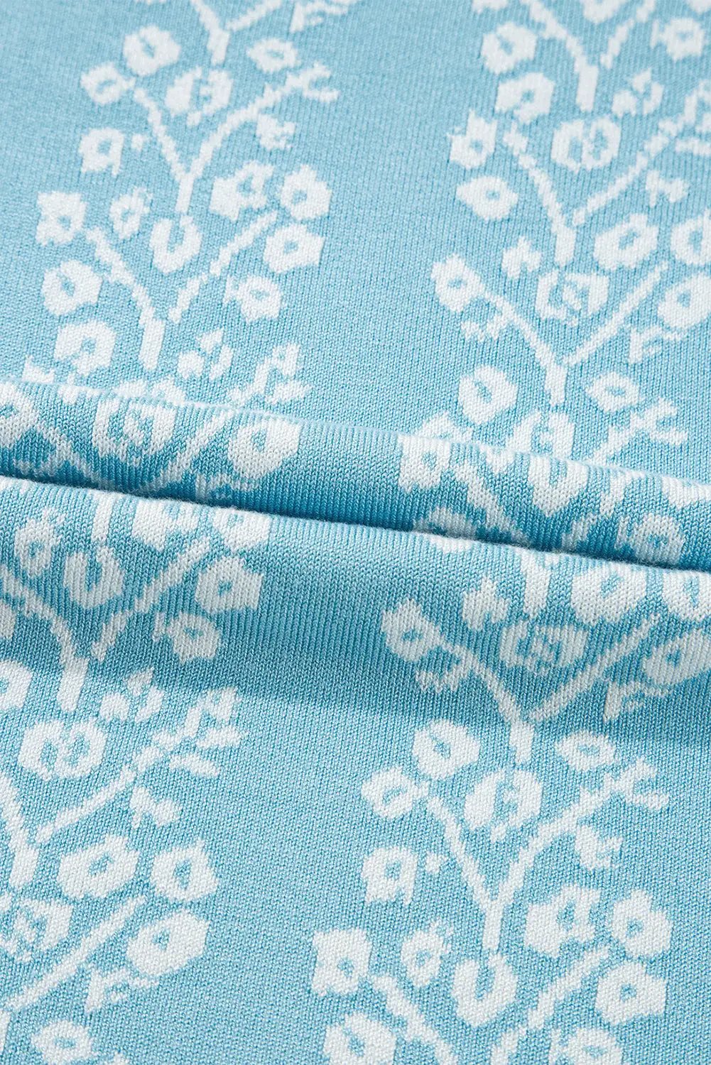 Grateful Threads Boutique Blue Skies & Blooms Crewneck Short Sleeve Knit Sweater - Sweaters Sky Blue Contrast Floral Crewneck Short Sleeve Sweater