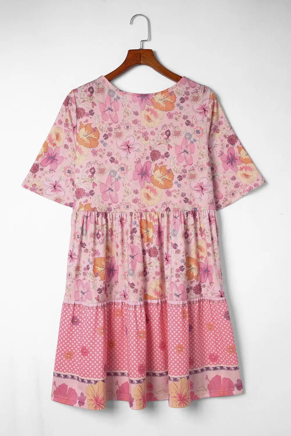 Grateful Threads Boutique Multicolor Hibiscus Floral Print Ruffle Mini Dress - Dresses Multicolor Hibiscus Floral Print Ruffle Mini Dress