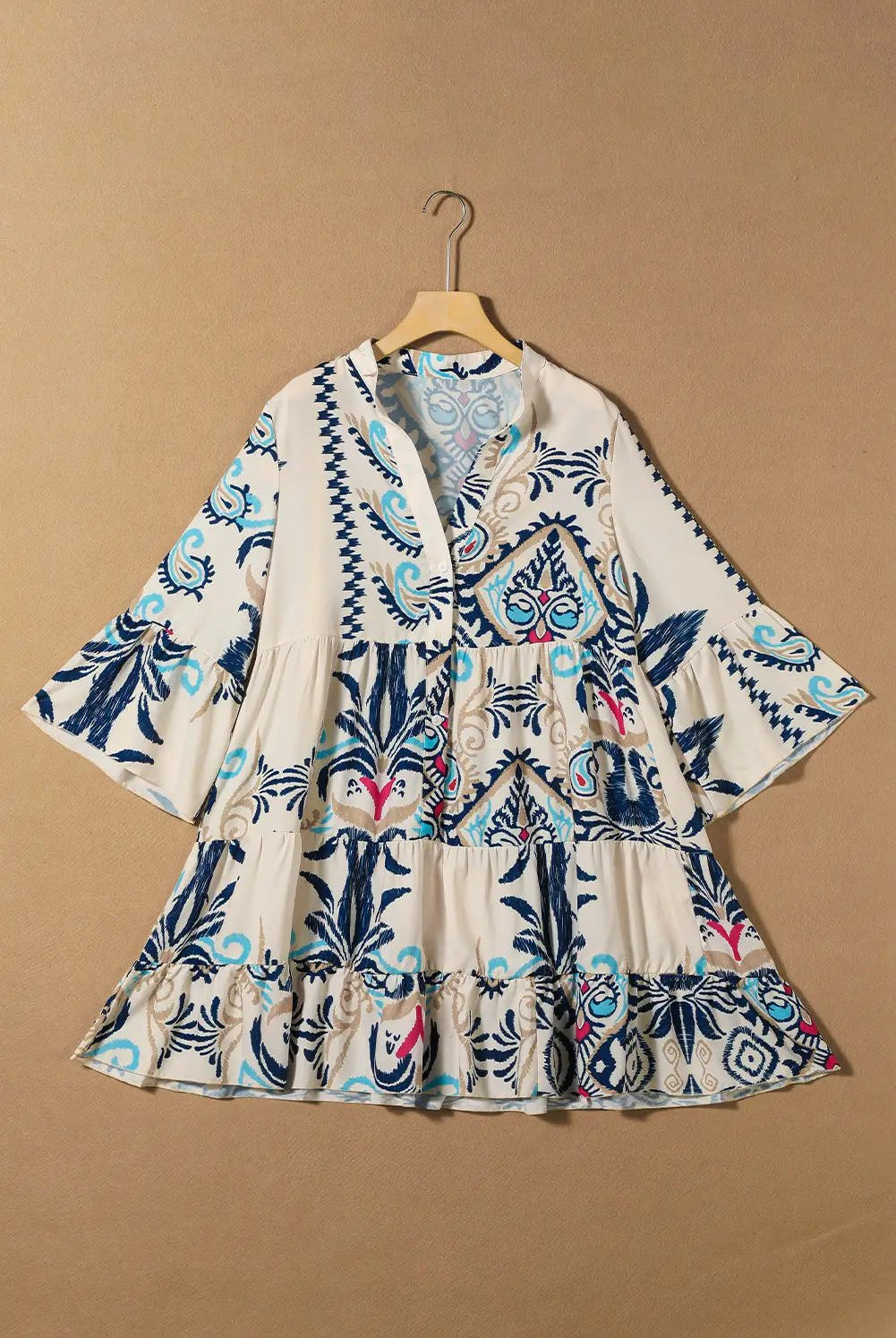 Grateful Threads Boutique White Printed Tribal Dress - Dresses