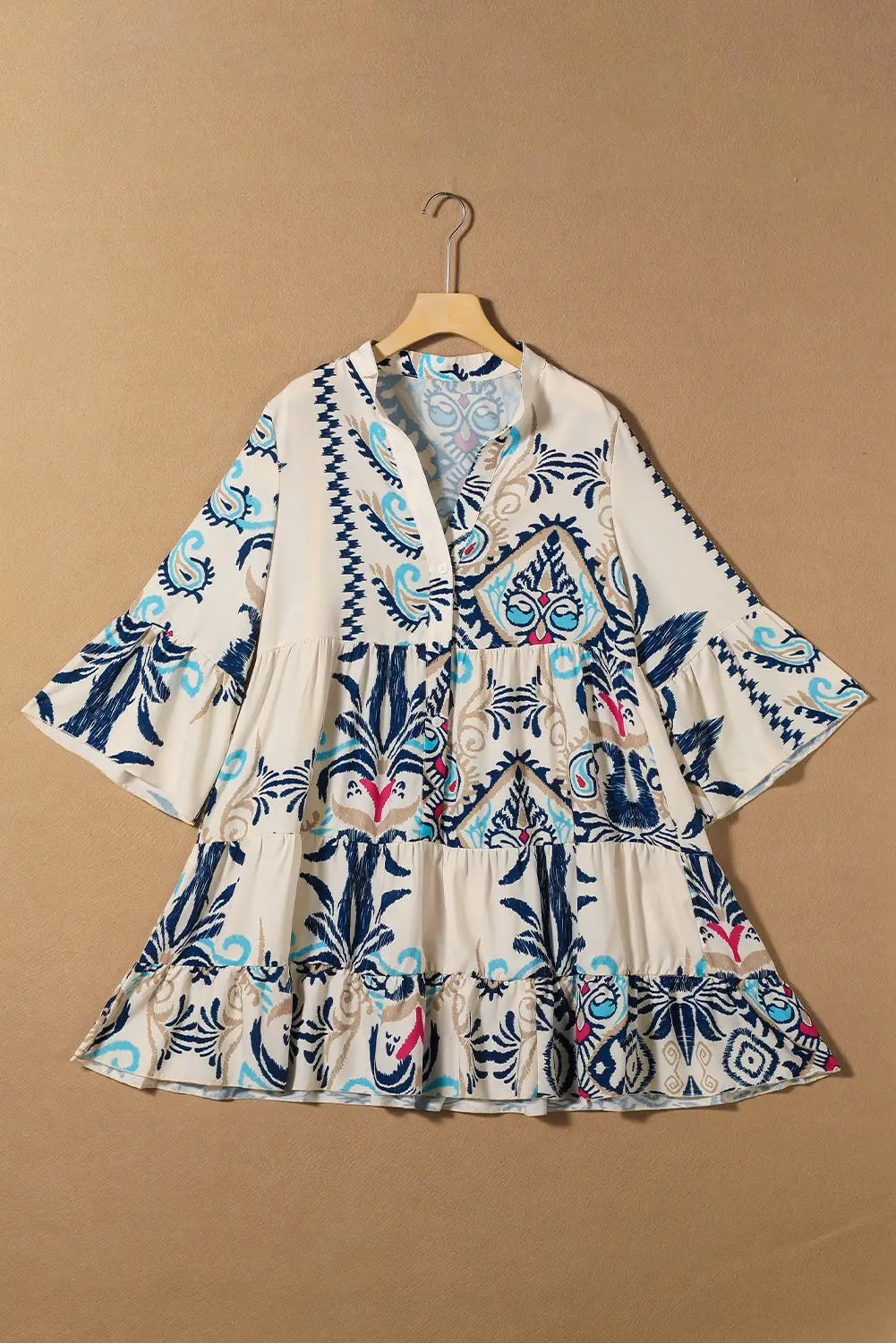 Grateful Threads Boutique White Printed Tribal Dress - Dresses