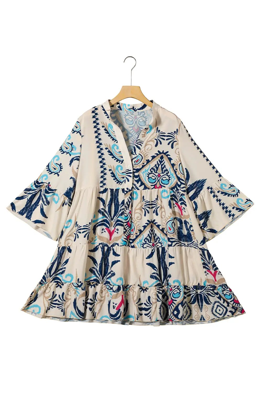 Grateful Threads Boutique White Printed Tribal Dress - Dresses
