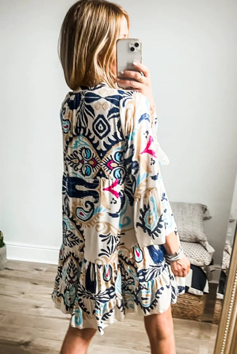 Grateful Threads Boutique White Printed Tribal Dress - Dresses