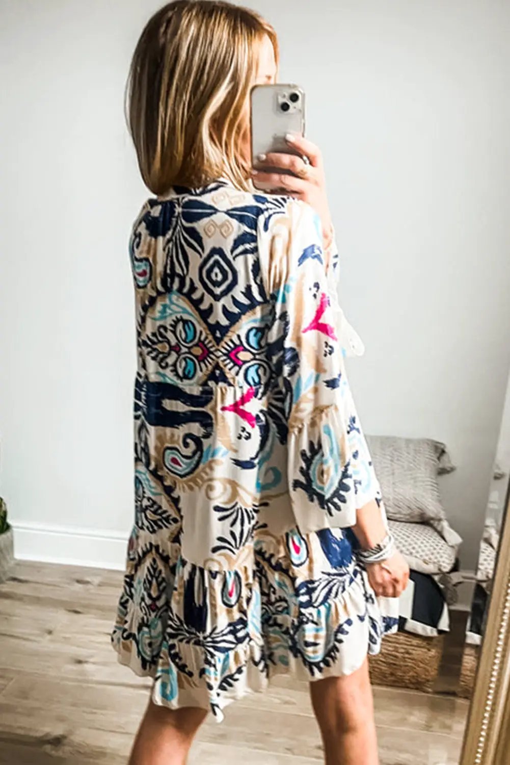Grateful Threads Boutique White Printed Tribal Dress - Dresses