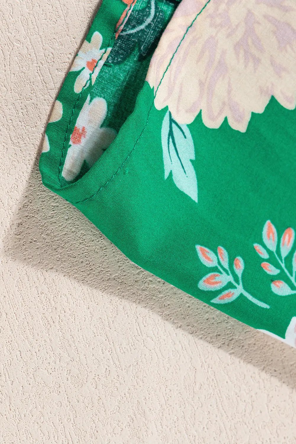 Grateful Threads Boutique Green Floral Print Bubble Sleeve Smocked Tiered Midi Dress - Dresses Green Floral Print Bubble Sleeve Smocked Tiered Midi Dress