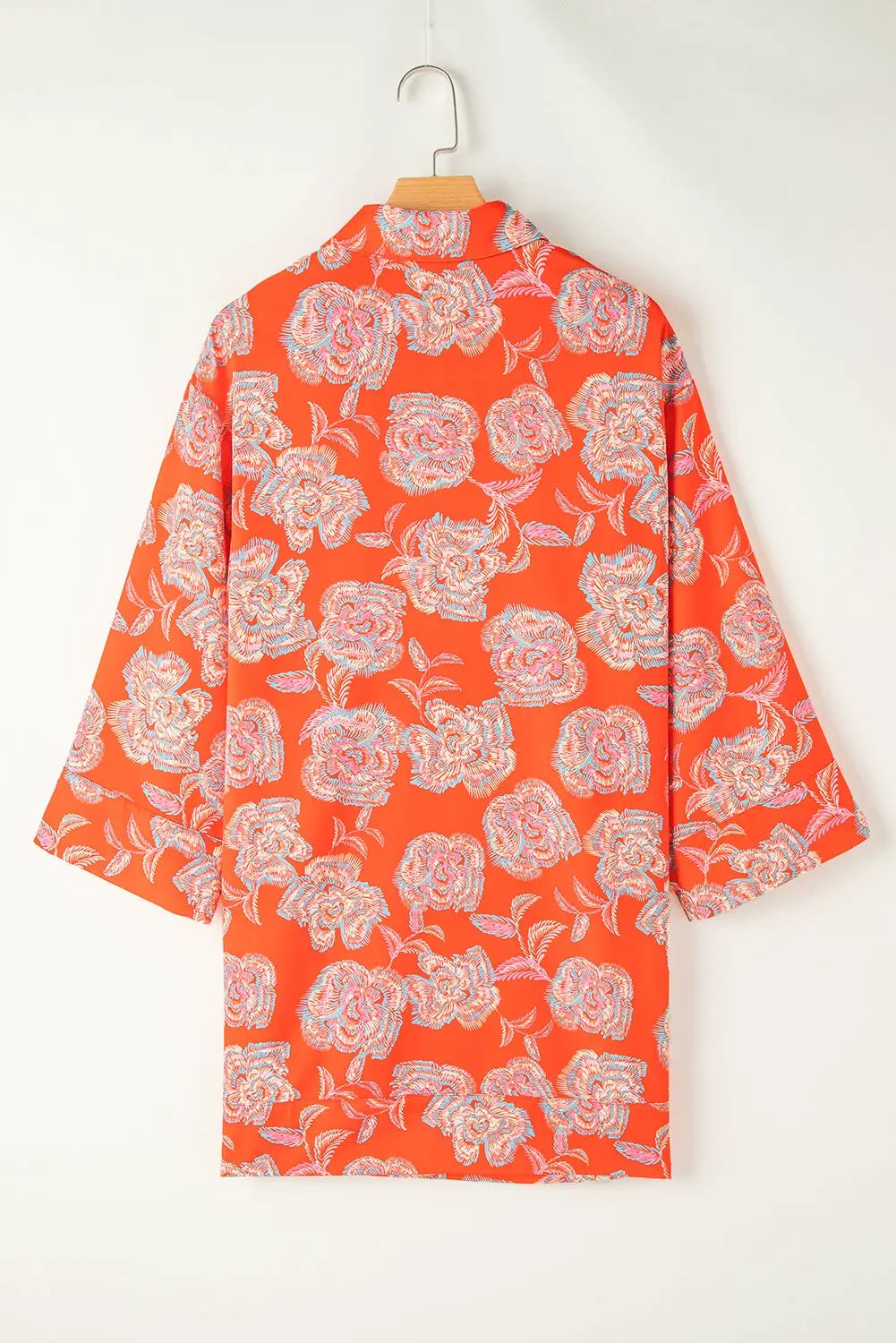 Grateful Threads Boutique Orange Floral Print Lapel Collar Mini Dress - Dresses