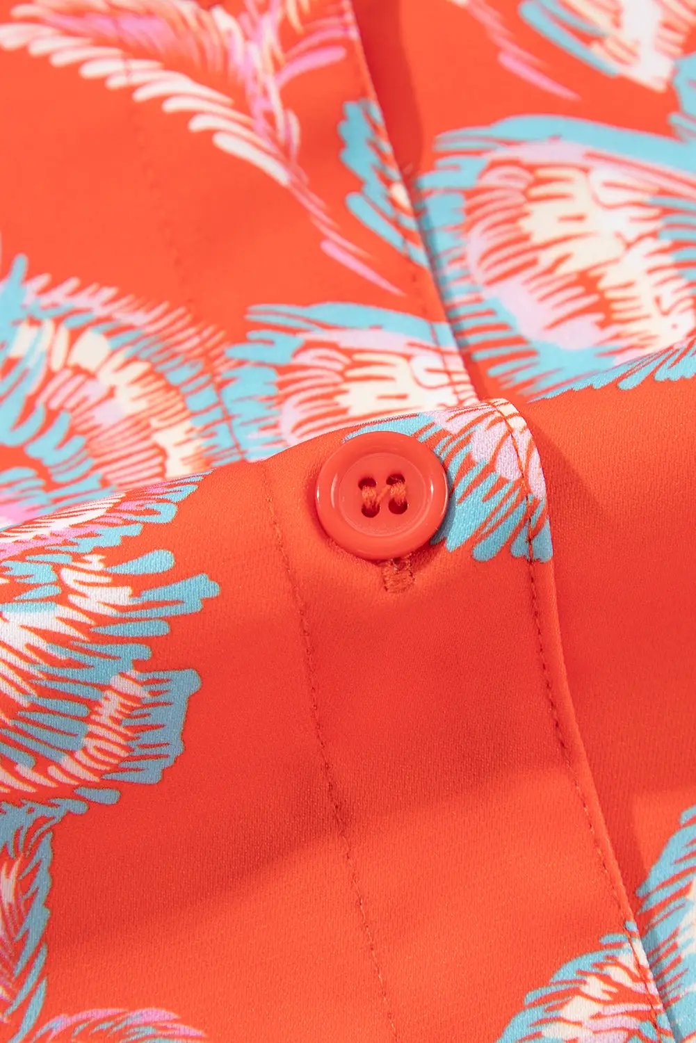 Grateful Threads Boutique Orange Floral Print Lapel Collar Mini Dress - Dresses