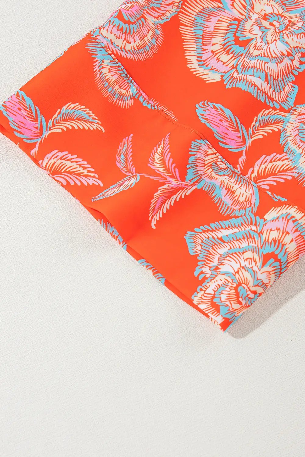 Grateful Threads Boutique Orange Floral Print Lapel Collar Mini Dress - Dresses