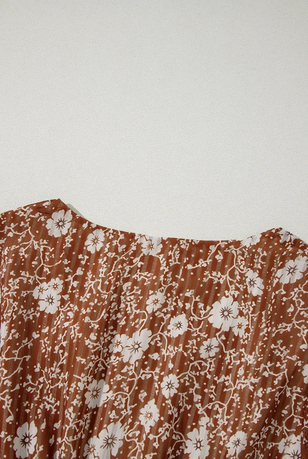 Grateful Threads Boutique Brown Boho Floral Ruffled Puff Sleeve Mini Dress - Dresses
