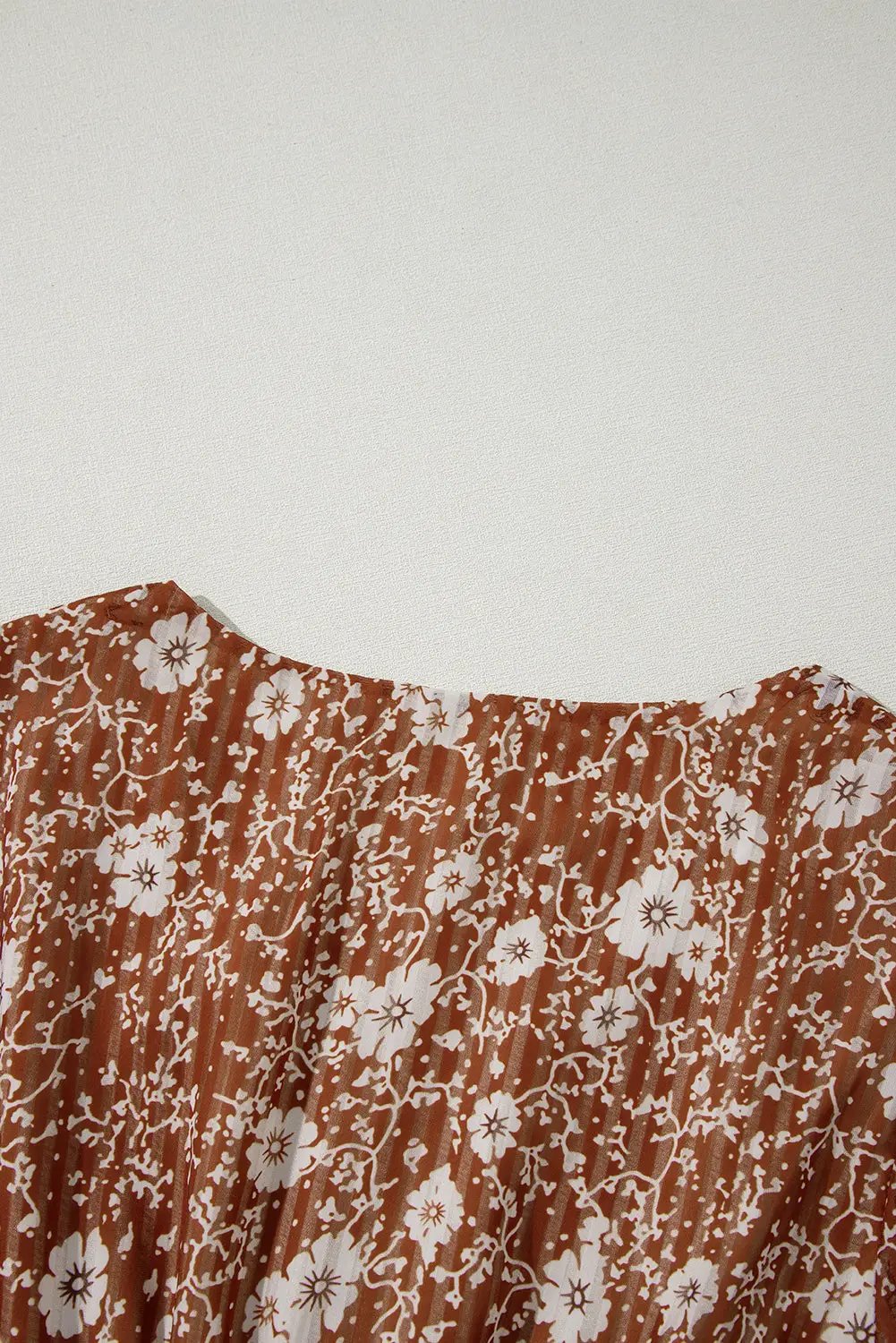 Grateful Threads Boutique Brown Boho Floral Ruffled Puff Sleeve Mini Dress - Dresses