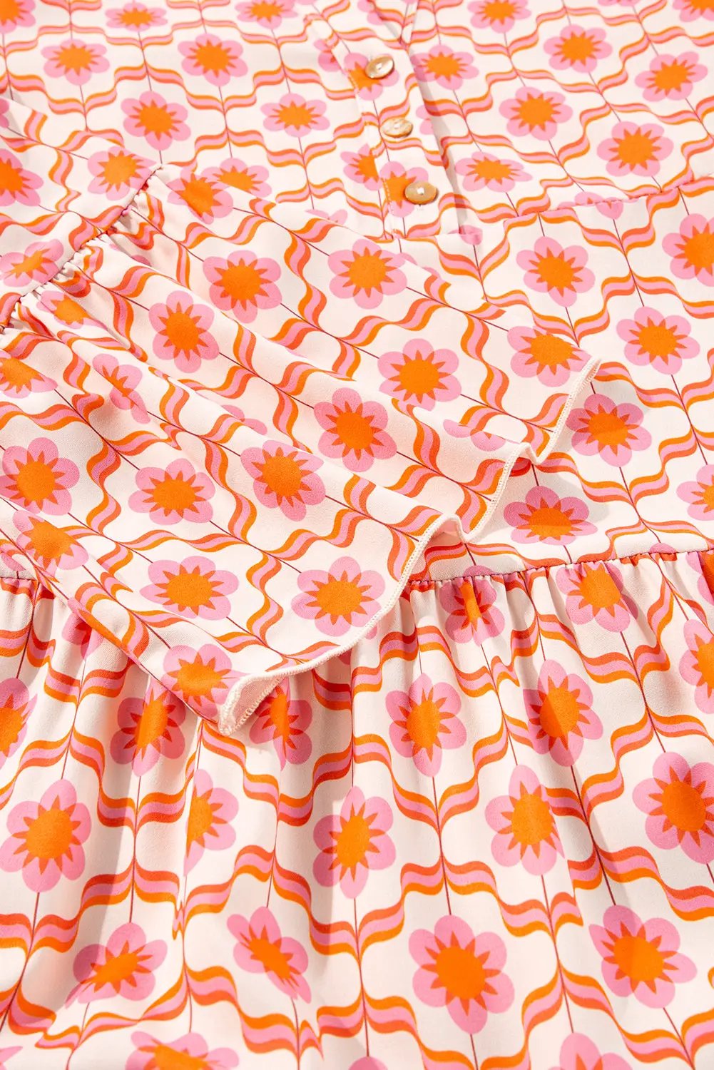Grateful Threads Boutique Orange Floral Buttoned Front Dress - Dresses Orange Floral Buttoned Front Dress