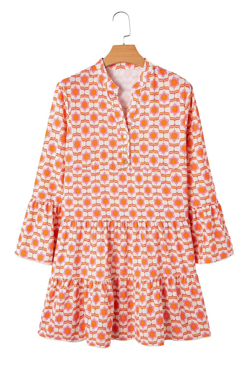 Grateful Threads Boutique Orange Floral Buttoned Front Dress - Dresses Orange Floral Buttoned Front Dress