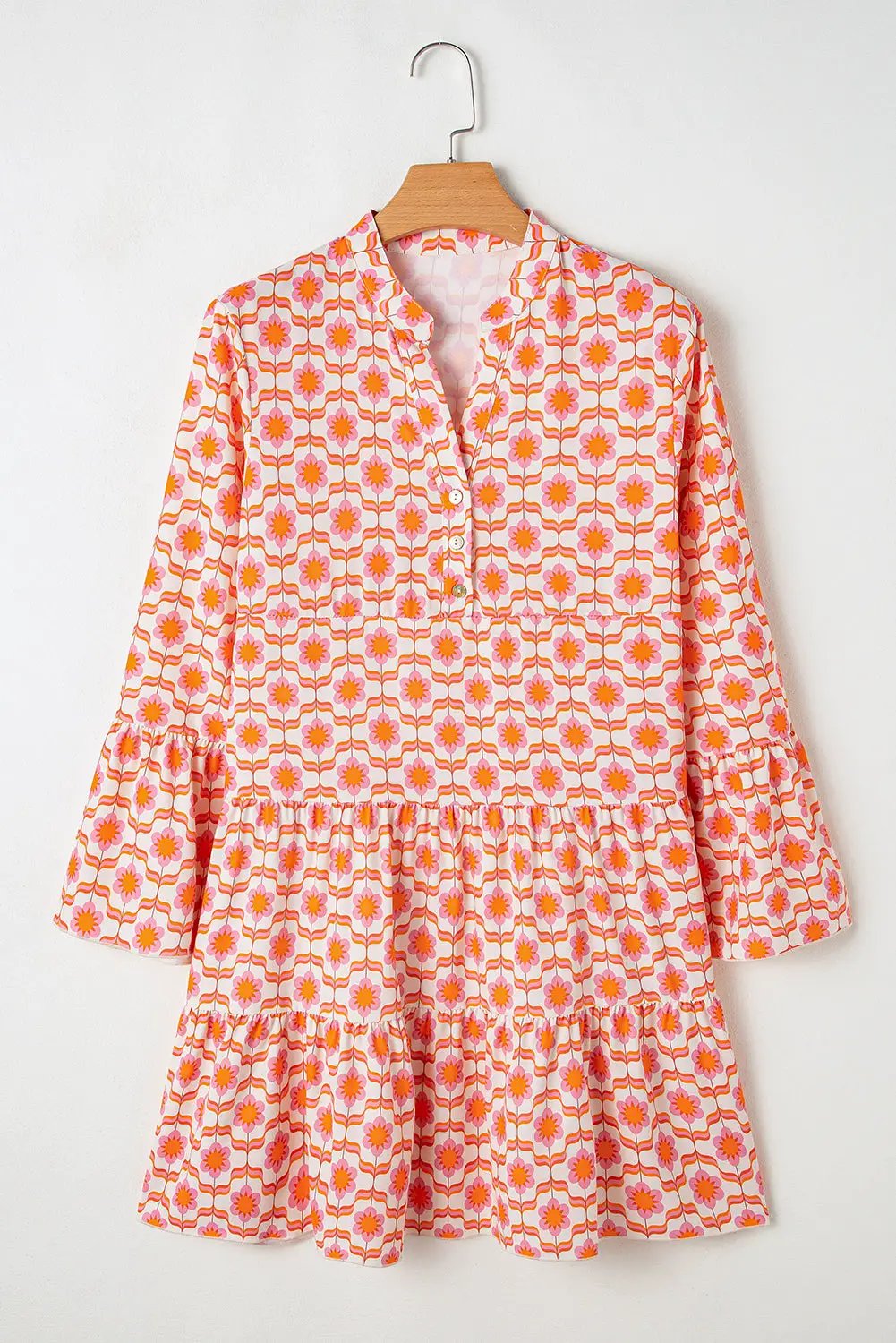 Grateful Threads Boutique Orange Floral Buttoned Front Dress - Dresses Orange Floral Buttoned Front Dress