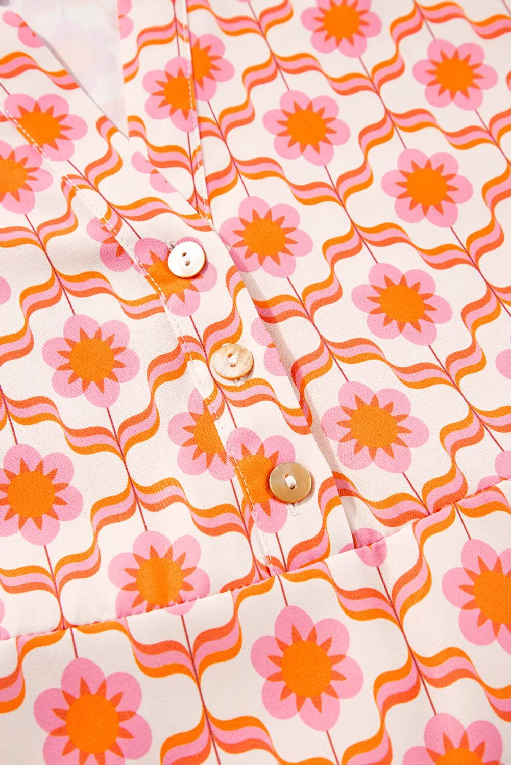 Grateful Threads Boutique Orange Floral Buttoned Front Dress - Dresses Orange Floral Buttoned Front Dress