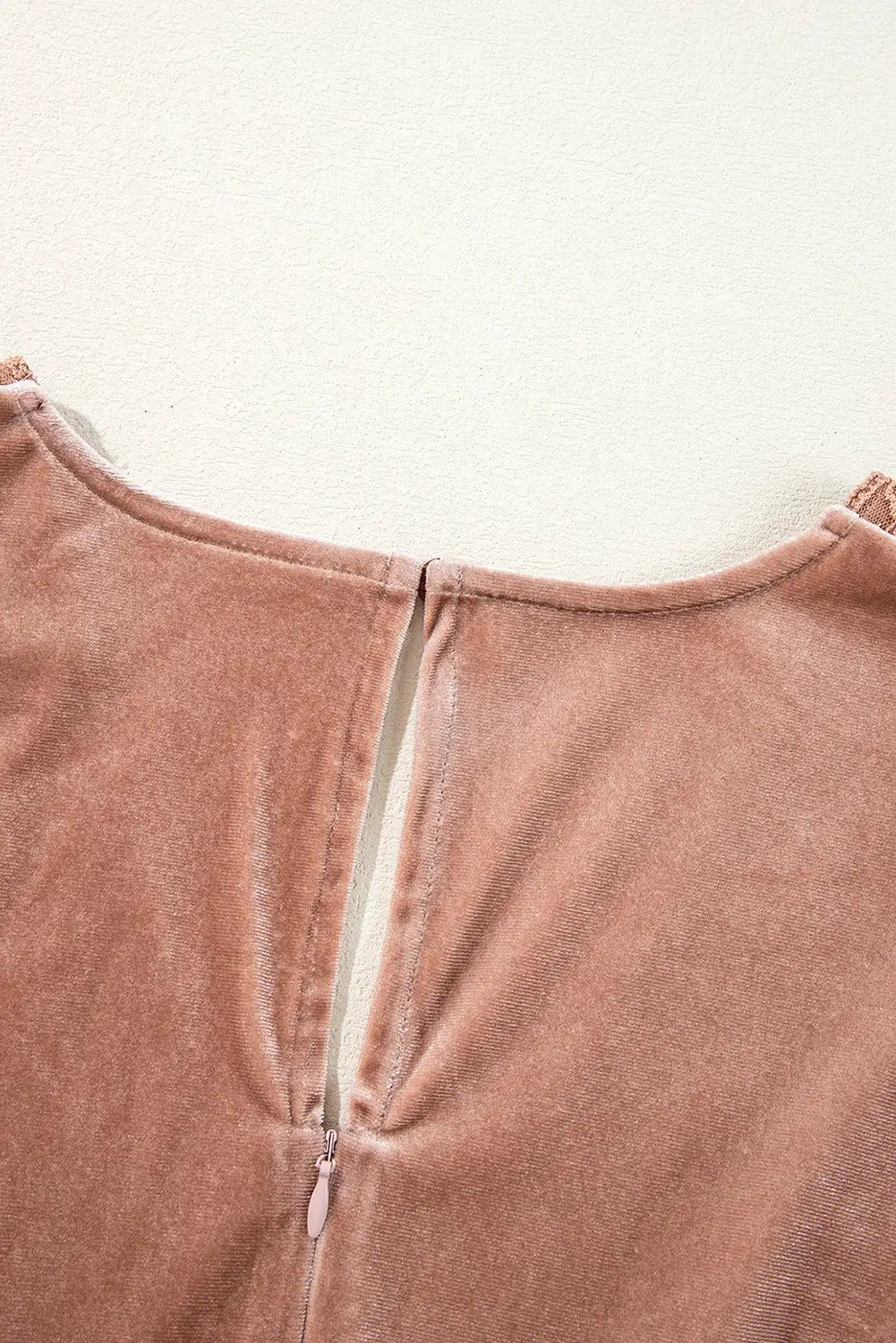 Grateful Threads Boutique Dusty Taupe Rose Velvet Lacy Empire Waist Midi Dress - Dresses