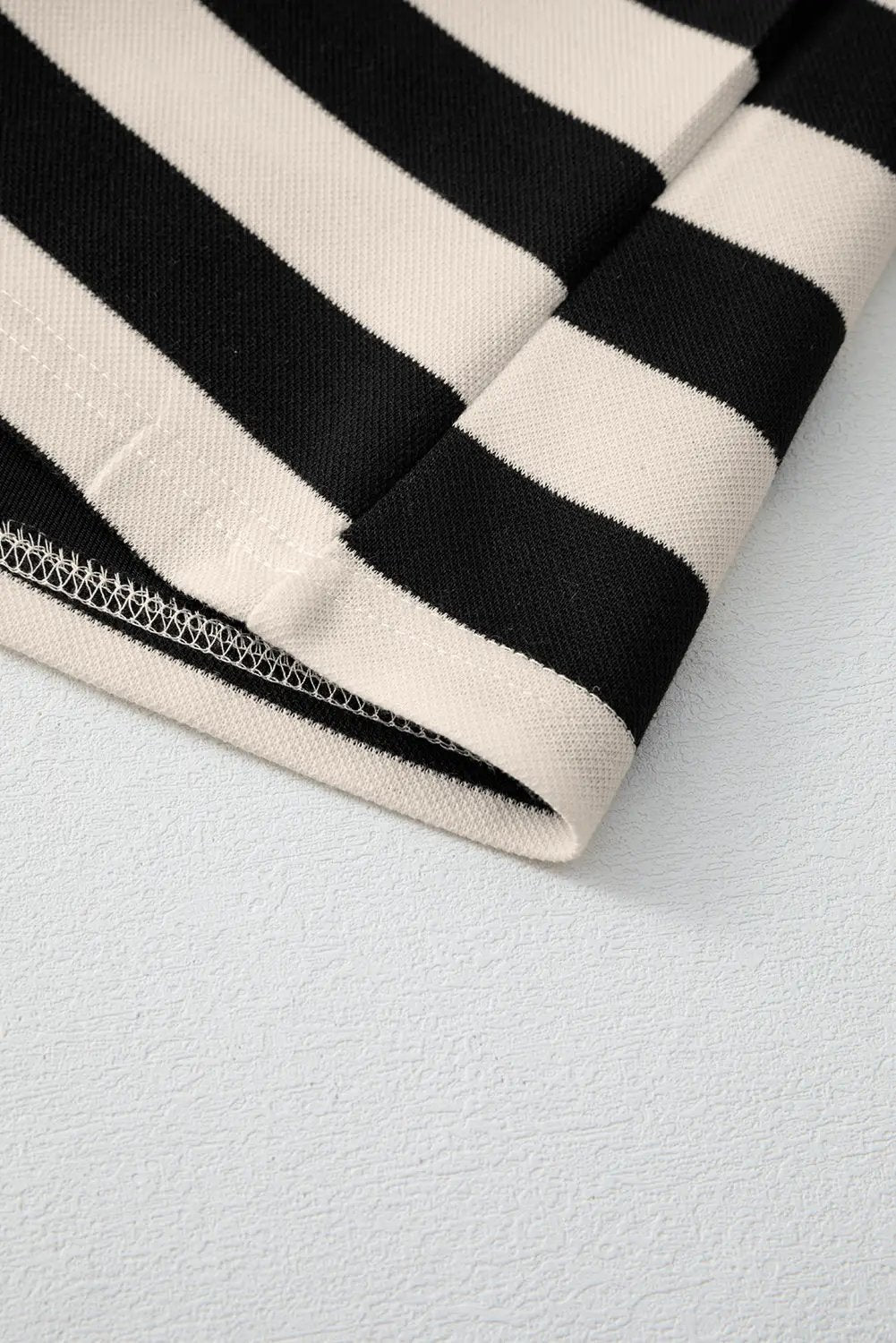 Grateful Threads Boutique Black & Cream Stripe Loose Collared Casual Dress - Dresses