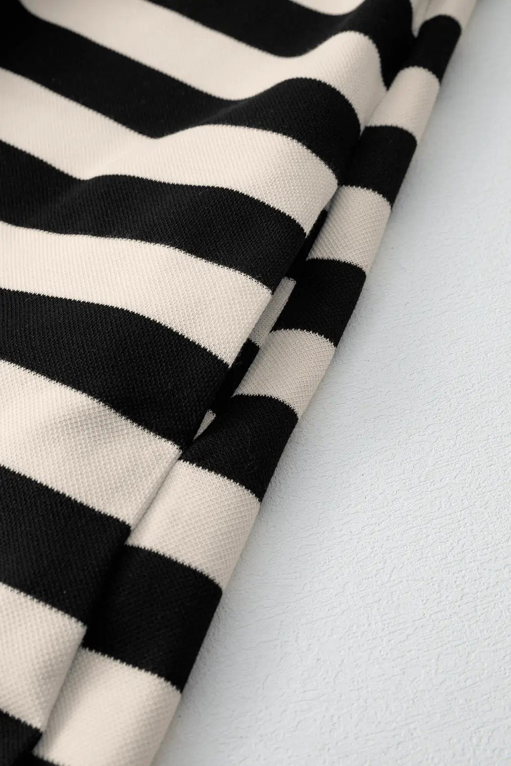 Grateful Threads Boutique Black & Cream Stripe Loose Collared Casual Dress - Dresses