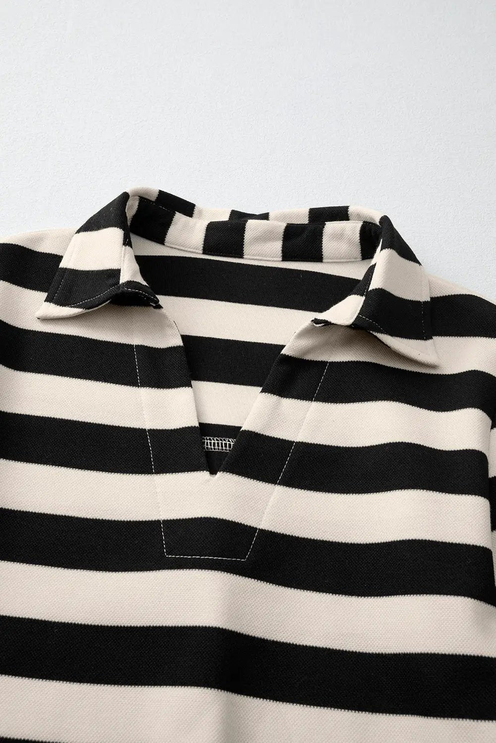 Grateful Threads Boutique Black & Cream Stripe Loose Collared Casual Dress - Dresses