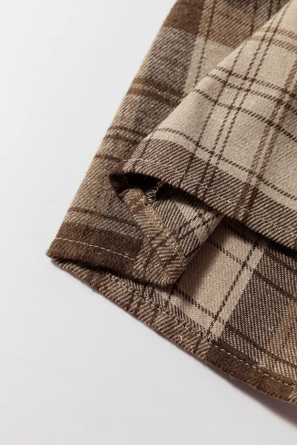 Grateful Threads Boutique Beige Plaid Patchwork High Waist Mini Dress - Dresses