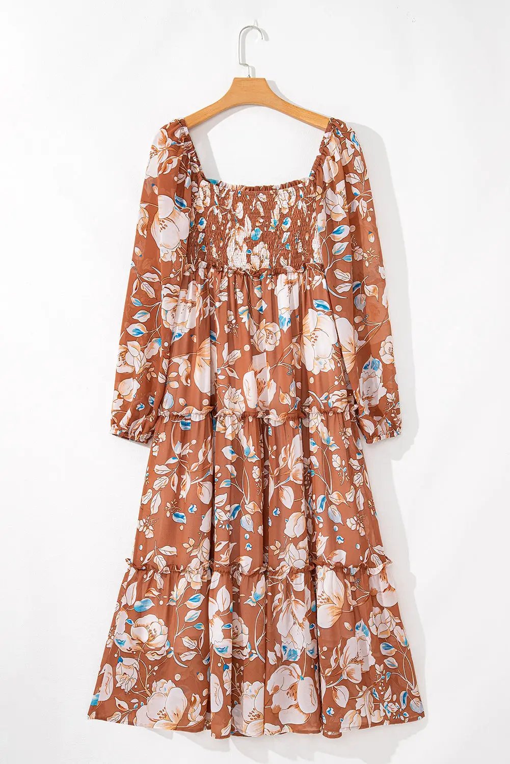 Grateful Threads Boutique Brown Floral Print High Waist Maxi Dress - Dresses