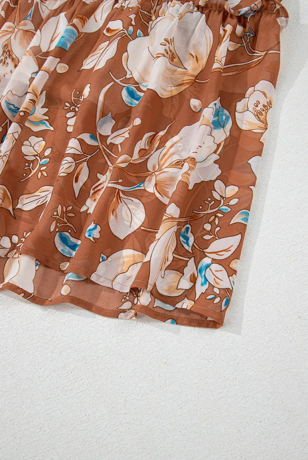 Grateful Threads Boutique Brown Floral Print High Waist Maxi Dress - Dresses