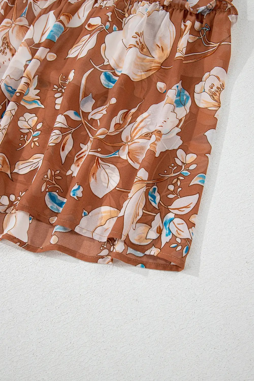 Grateful Threads Boutique Brown Floral Print High Waist Maxi Dress - Dresses
