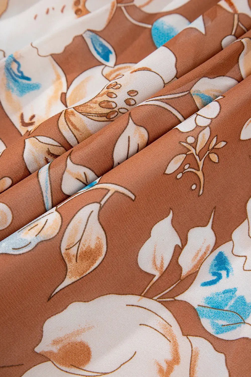 Grateful Threads Boutique Brown Floral Print High Waist Maxi Dress - Dresses