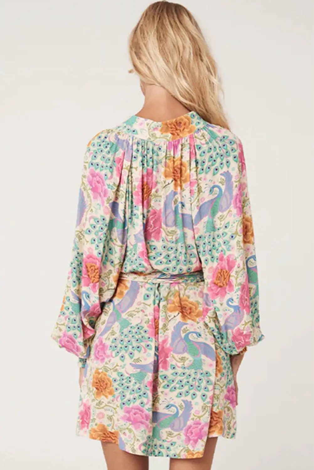 Grateful Threads Boutique Floral Print Bubble Sleeve Mini Dress - Dresses